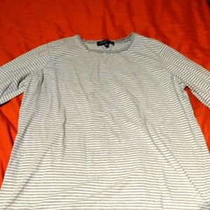 JNY Grey and white striped shirt